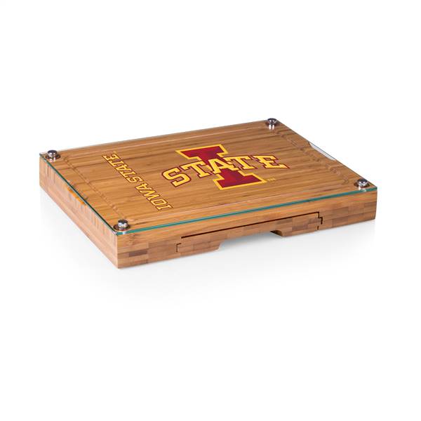 Iowa State Cyclones Glass Top Cheese Cutting Board and Tools