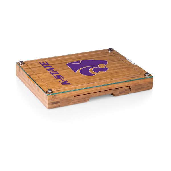 Kansas State Wildcats Glass Top Cheese Cutting Board and Tools
