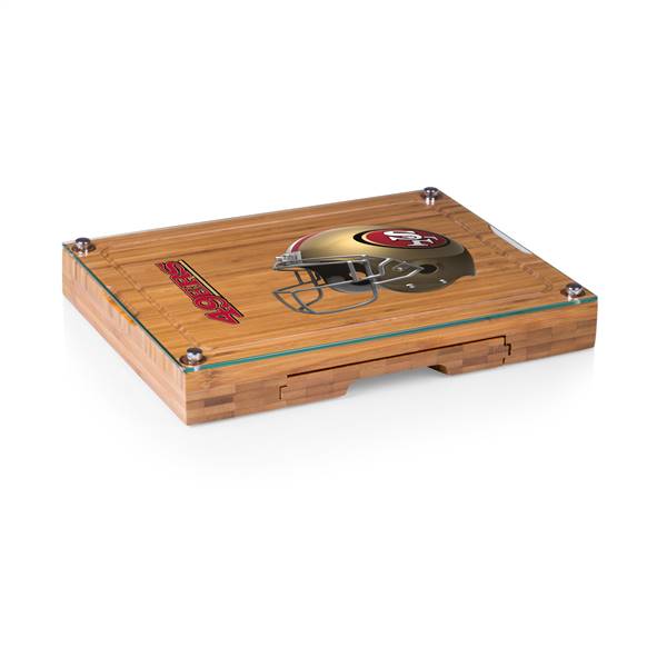 San Francisco 49ers Glass Top Cheese Cutting Board and Tools