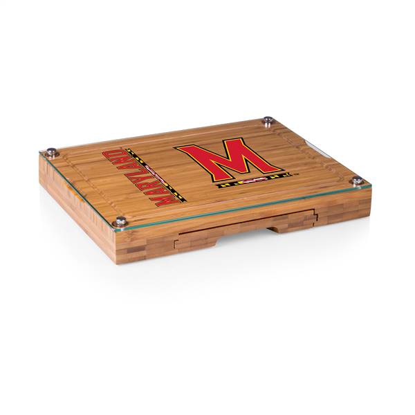 Maryland Terrapins Glass Top Cheese Cutting Board and Tools