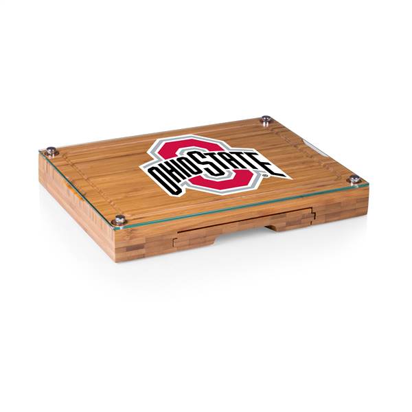 Ohio State Buckeyes Glass Top Cheese Cutting Board and Tools