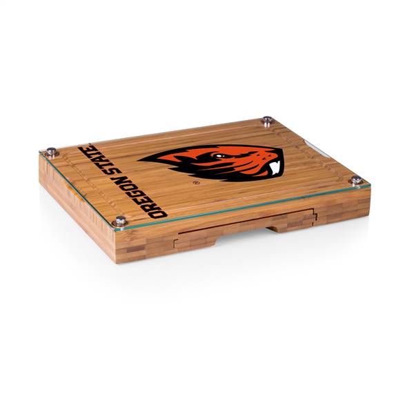Oregon State Beavers Glass Top Cheese Cutting Board and Tools