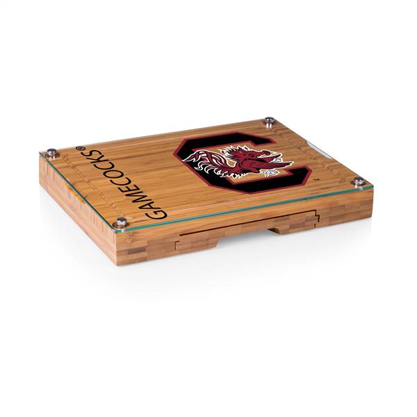 South Carolina Gamecocks Glass Top Cheese Cutting Board and Tools