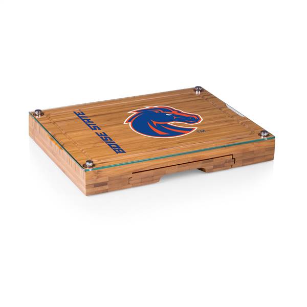 Boise State Broncos Glass Top Cheese Cutting Board and Tools