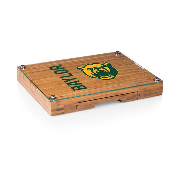 Baylor Bears Glass Top Cheese Cutting Board and Tools
