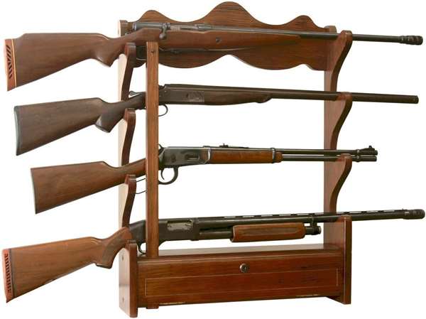 AFC Model 840, 4 Gun Wall Rack with locking storage compartment