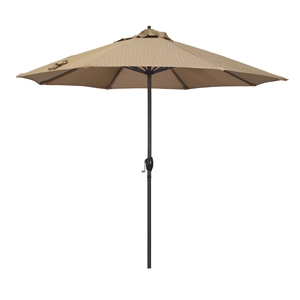 California Umbrella 9' Patio Umbrella Bronze Aluminum Pole, Auto Tilt, Crank Lift, Olefin Terrace Sequoia Fabric  