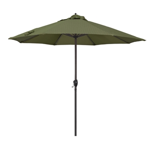 California Umbrella 9' Patio Umbrella Bronze Aluminum Pole, Auto Tilt, Crank Lift, Olefin Terrace Fern Fabric  
