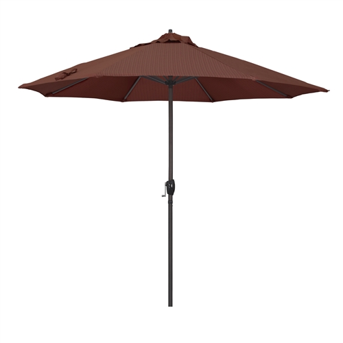 California Umbrella 9' Patio Umbrella Bronze Aluminum Pole, Auto Tilt, Crank Lift, Olefin Terrace Adobe Fabric  