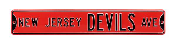 New Jersey Devils Steel Street Sign-NEW JERSEY DEVILS AVE    