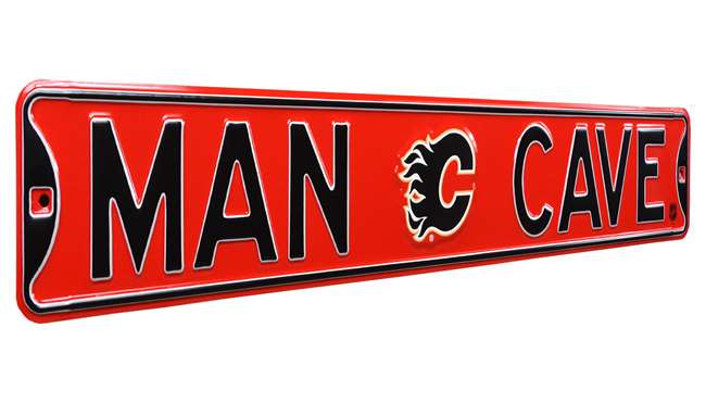 Calgary Flames Steel Street Sign with Logo-MAN CAVE   