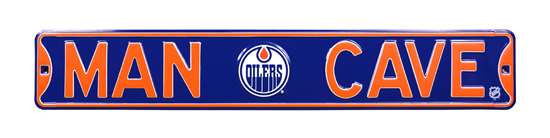 Edmonton Oilers Steel Street Sign with Logo-MAN CAVE   