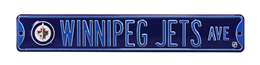 Winnipeg Jets Steel Street Sign with Logo-WINNIPEG JETS AVE navy logo   