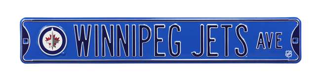 Winnipeg Jets Steel Street Sign with Logo-WINNIPEG JETS AVE blue logo   