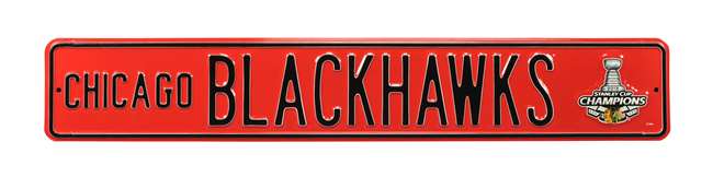 Chicago Blackhawks Steel Street Sign with Logo-2013 SC Champions    