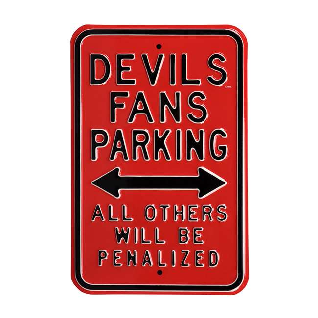 New Jersey Devils Steel Parking Sign-ALL OTHER FANS PENALIZED   