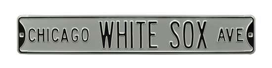 Chicago White Sox Steel Street Sign-CHICAGO WHITE SOX AVE on Silver    