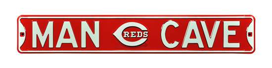 Cincinnati Reds Steel Street Sign with Logo-MAN CAVE   