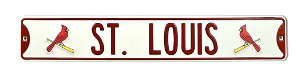 St Louis Cardinals Steel Street Sign with Logo-ST LOUIS ST LOUIS Ivory w/ 2 Logos   