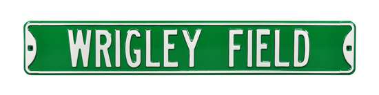 Chicago Cubs Steel Street Sign-WRIGLEY FIELD on Green    