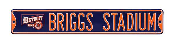 Detroit Tigers Steel Street Sign with Logo-BRIGGS STADIUM w/1999 Logo                                        