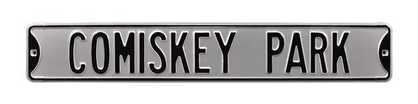 Chicago White Sox Steel Street Sign-COMISKEY PARK on Silver   