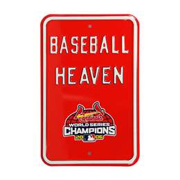 St Louis Cardinals Steel Parking Sign with Logo-BASEBALL HEAVEN w/WS Logo   