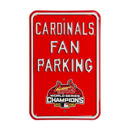 St Louis Cardinals Steel Parking Sign with Logo-FAN PARKING w/WS Logo    