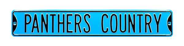 Carolina Panthers Steel Street Sign Throwback Colors-PANTHERS COUNTRY    