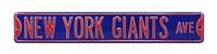 New York Giants Steel Street Sign-NEW YORK GIANTS AVE on Blue    