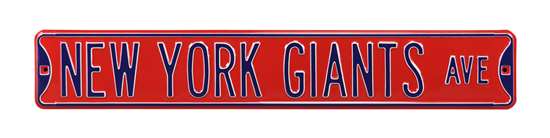 New York Giants Steel Street Sign-NEW YORK GIANTS AVE on Red    