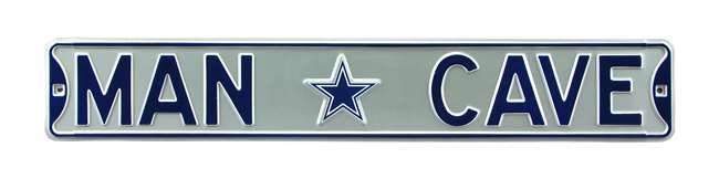 Dallas Cowboys Steel Street Sign with Logo-MAN CAVE on Silver   