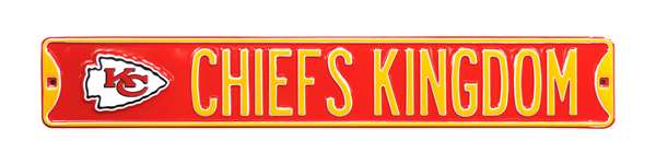 Kansas City Chiefs Steel Street Sign with Logo-CHIEFS KINGDOM    