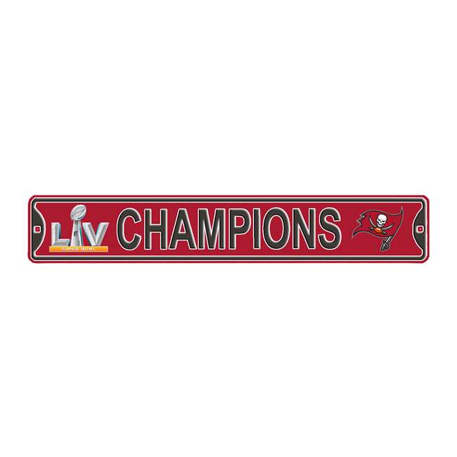 Buccaneers SBLV Champions Steel Street Sign with 2 Logos-CHAMPIONS   