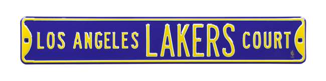 Los Angeles Lakers Steel Street Sign-LOS ANGELES LAKERS CT on Purple    