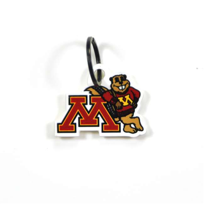 Minnesota Golden Gophers Laser Cut Logo Steel Key Ring-Goldy Leaning on M