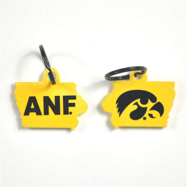 Iowa Hawkeyes-ANF Laser Cut Logo Steel Key Ring-ANF State Shape    