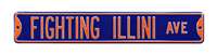 Illinois Fighting Illini Steel Street Sign-FIGHTING ILLINI AVE on Navy    