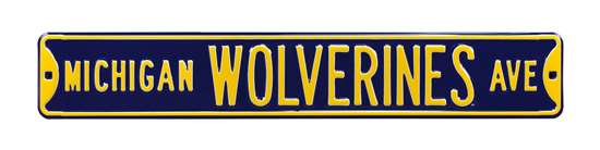 Michigan Wolverines Steel Street Sign-MICHIGAN WOLVERINES AVE on Navy    
