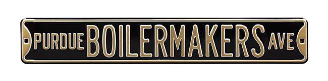 Purdue Boilermakers Steel Street Sign-PURDUE BOILERMAKERS AVE on Black    