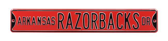 Arkansas Razorbacks Steel Street Sign-RAZORBACKS DR on Red   