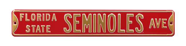 Florida State Seminoles Steel Street Sign-FSU SEMINOLES AVE on Maroon   