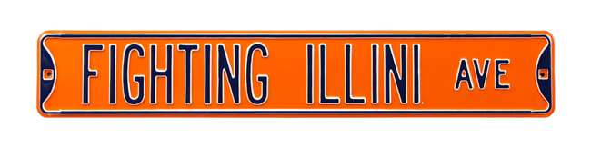 Illinois Fighting Illini Steel Street Sign-FIGHTING ILLINI AVE on Orange    