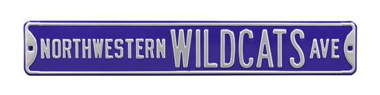 Northwestern Wildcats Steel Street Sign-NORTHWESTERN WILDCATS AVE    