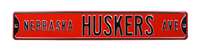 Nebraska Cornhuskers Steel Street Sign-NEBRASKA HUSKERS AVE on Red    