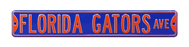 Florida Gators Steel Street Sign-FLORIDA GATORS AVE on Blue