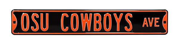 Oklahoma State Cowboys Steel Street Sign-OSU COWBOYS AVE on Black    