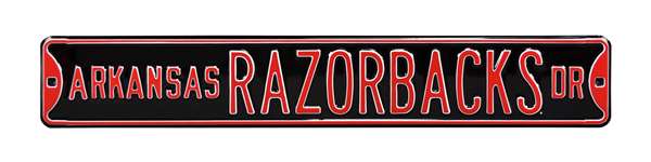 Arkansas Razorbacks Steel Street Sign-RAZORBACKS DR on Black