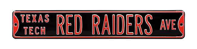 Texas Tech Red Raiders Steel Street Sign-TEXAS TECH RED RAIDERS AVE on Black    