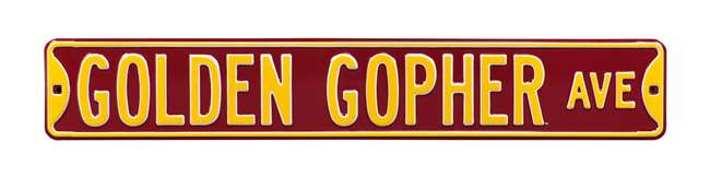 Minnesota Golden Gophers Steel Street Sign-GOLDEN GOPHER AVE   